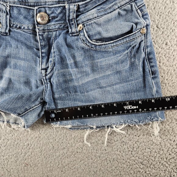 LA Idol Jean Shorts Womens 30 (29x2) Blue Jorts Cut Offs Embellished Embroidered - Picture 14 of 16